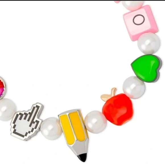 BETSEY JOHNSON SET Back to School Charm & Faux Pearl Necklace & Bracelet NEW NWT - Picture 16 of 16